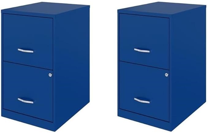 Scranton & Co Set of 2 18" D 2-Drawers Metal File Cabinet in Classic Blue