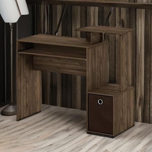 Furinno Econ Multipurpose Home Office Computer Writing Desk, Columbia Walnut/Dark Brown, 15.8"D x 39.4"W x 34.09"H