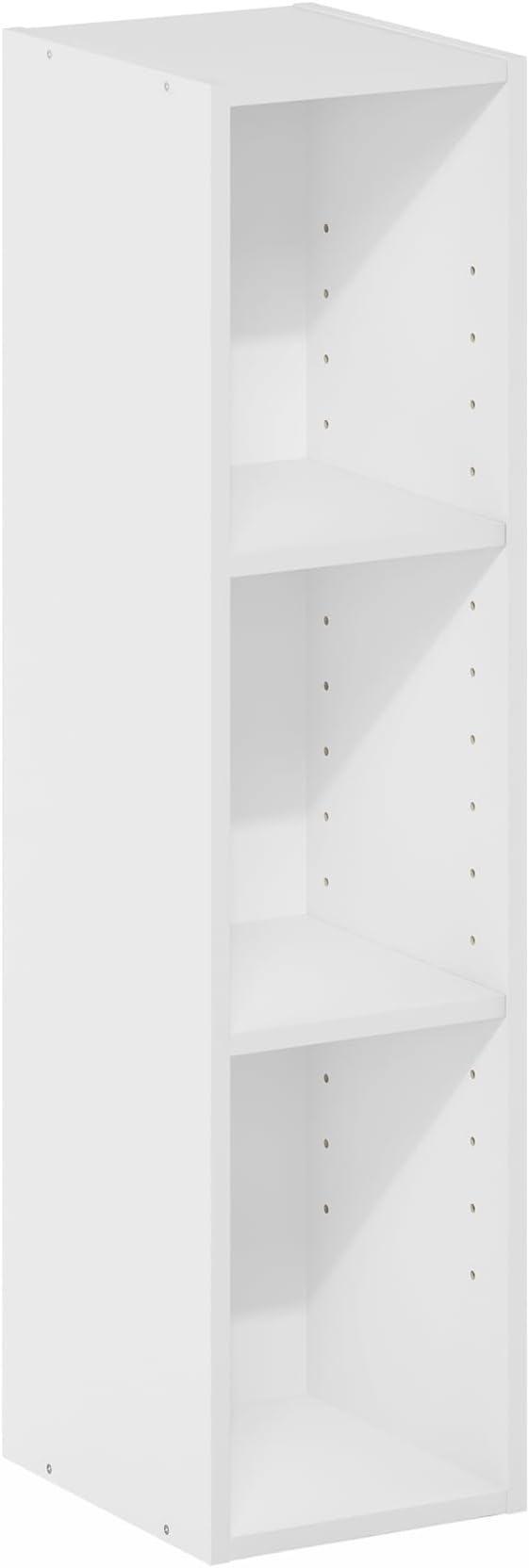 Furinno Fulda Book Shelf, 3-Tier Narrow Bookshelf, Bookcase with 8-in Width Storage Shelf, 9.3 x 7.9 x 31.5, for Living Room, Bedroom, Home Office, Plain White