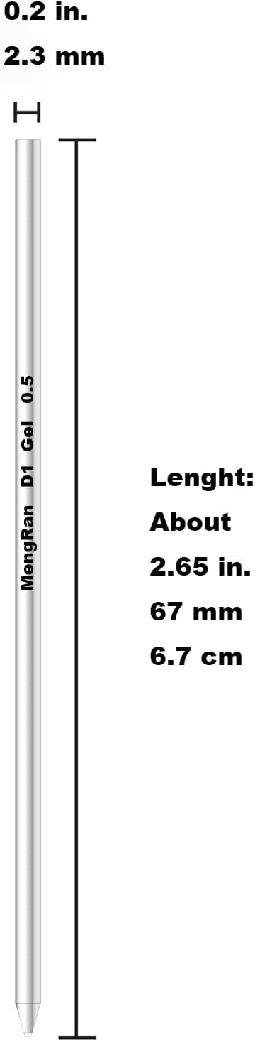 MengRan Mini D1 Gel Ink Pen Refills for Twist Pens, Compatible with Swarovski Pen Refills (Gel Ink-10Pcs-Black Ink)