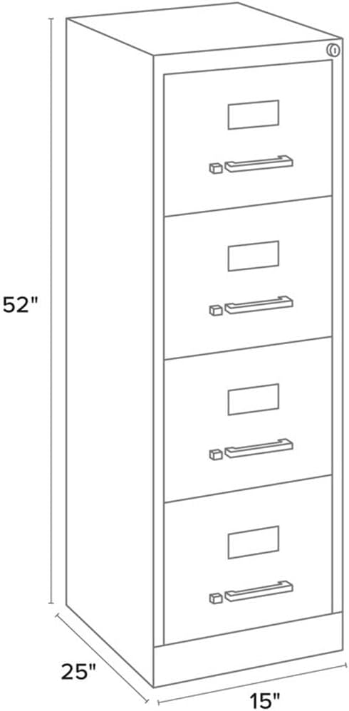 Pemberly Row Set of 6 4-Drawer Letter Width Vertical File Cabinet in Light Gray