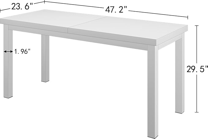 Modern 47 Inch Wood Computer Desk with Thick Desktop - Gaming, Writing Table for Home Office, Study, Work, Student & School Use, Simple Style, White
