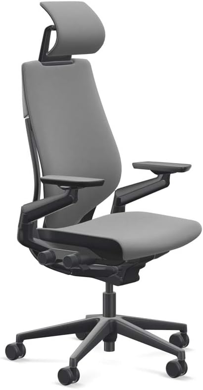 Steelcase Gesture Office Desk Chair with Headrest Cogent Connect Graphite 5S25 Fabric High Black Frame