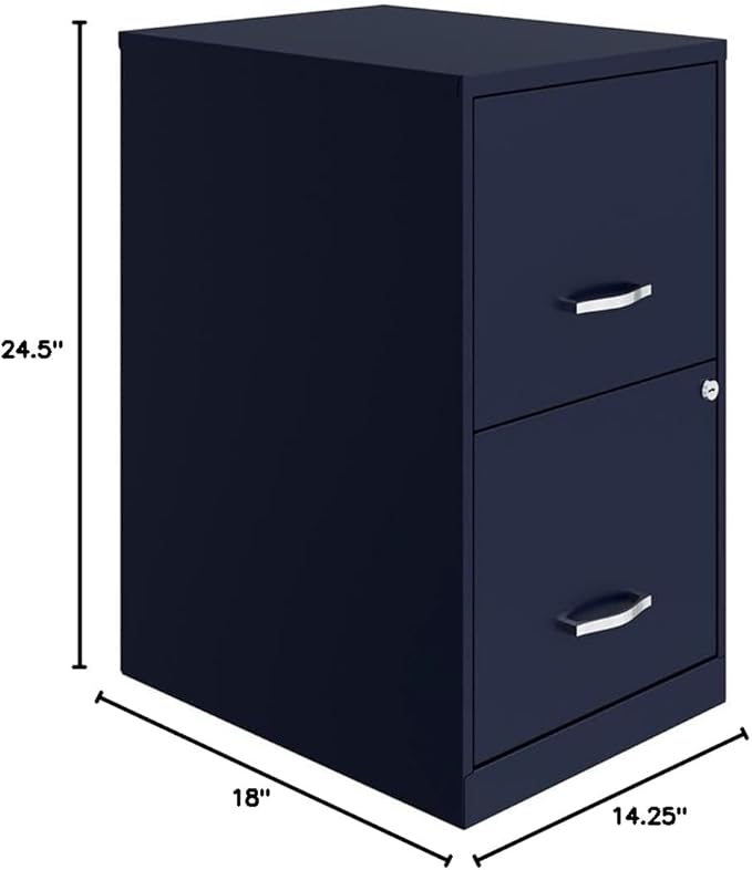 Scranton & Co Set of 2 18" D 2-Drawers Metal File Cabinet in Navy