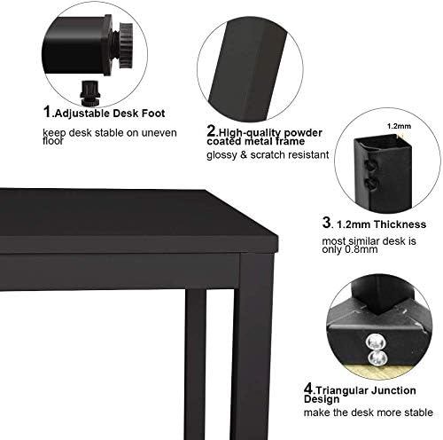 SogesHome 47'' Computer Desk, Home Large Writing Desk, Workstation Study Office Desk, Black