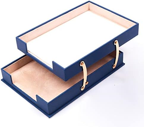 Leather 10 Pieces Desk Set with Double Document Tray Desk Organizer Office Accessories Desk Accessories Office Desk Pad Pen Box (E)