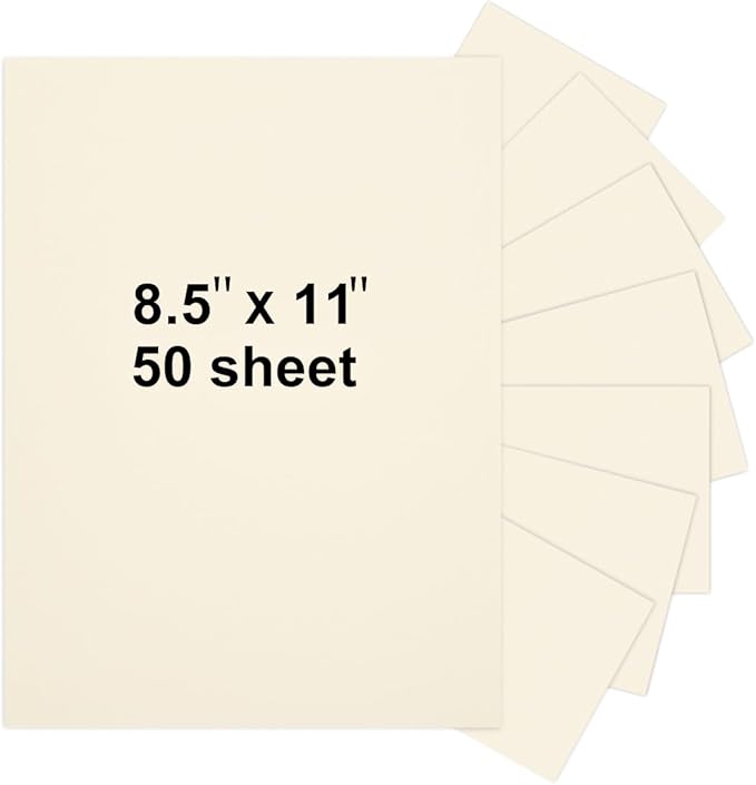 50 Sheets 8.5" x 11" Cream Cardstock, Heavyweight Cardstock Sheets Blank Invitation Paper Greeting Cards Printable, 75lb Cover 200 GSM