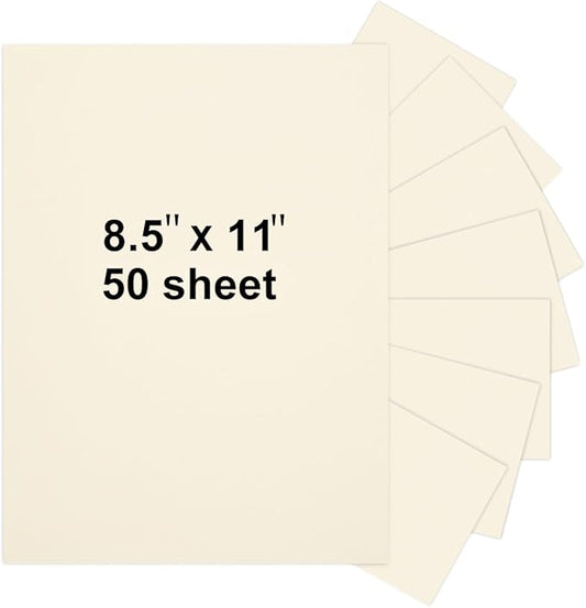 50 Sheets 8.5" x 11" Cream Cardstock, Heavyweight Cardstock Sheets Blank Invitation Paper Greeting Cards Printable, 75lb Cover 200 GSM
