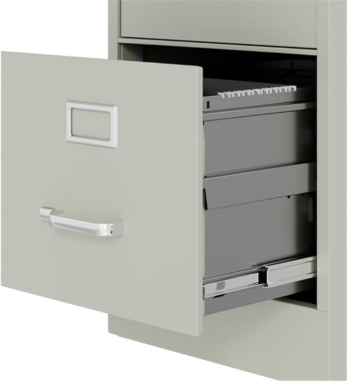 Pemberly Row Set of 3 4-Drawer Letter Width Vertical File Cabinet in Light Gray