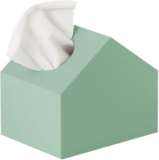 Stylish Tissue Box Durable Tissue Box Exquisite Napkin Holder and Adorable House Shaped Square Tissue Box Holder for Home Office Countertop Modern Tissue Box (Color : Green, Size : B) (Green B)