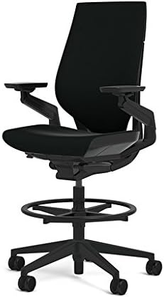 Steelcase Gesture 442 Stool Chair - Cogent: Connect Licorice Fabric, Shell Back, Dark on Dark Frame
