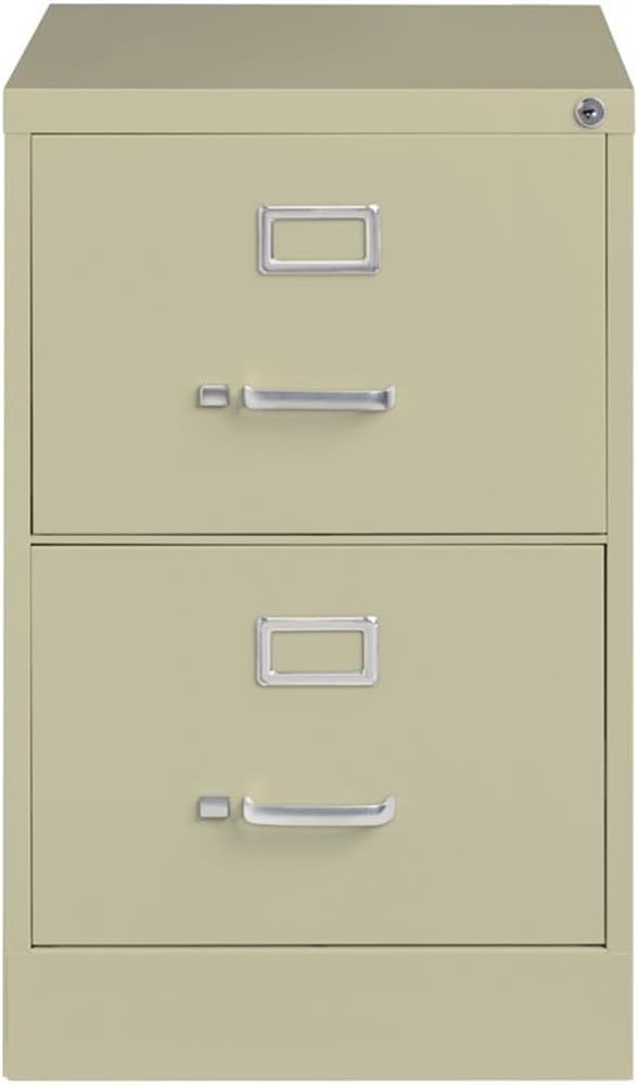 Pemberly Row 26.5" D Metal Vertical Filing Cabinet, Legal Width, 2 Drawer, Putty Finish, Durable Commercial Grade Steel, Lockable Office Storage for Files, Fully Assembled