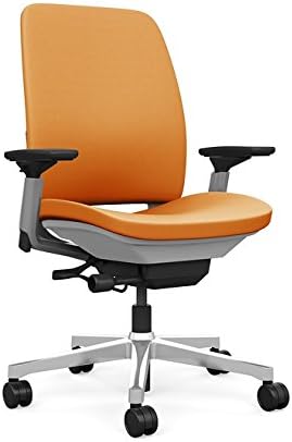 Steelcase Amia Task Chair: Platinum Frame/Polished Aluminum Base - 4 Way Adjustable Arms - Hard Floor Casters