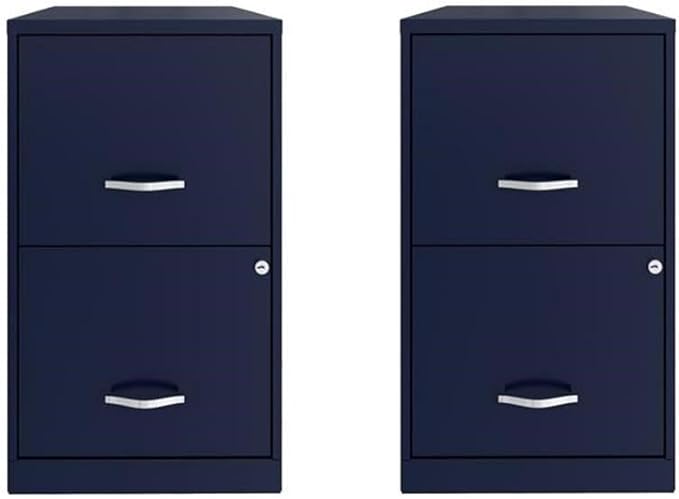 Scranton & Co Set of 2 18" D 2-Drawers Metal File Cabinet in Navy
