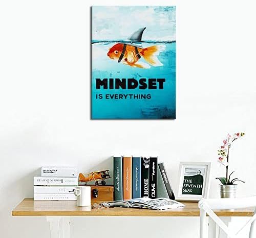 Motivational Goldfish Print Artwork Painting Picture Home Bedroom Office Decoration Inspirational Canvas Wall Art Entrepreneur Quotes Poster Printed Wall Art Frame Ready to Hang[18" W x 24" H]