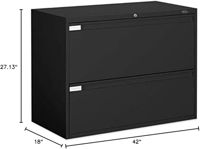 Global Office 9300P 42" 2 Drawer Lateral Metal File Storage Cabinet-Light Grey - Light Grey