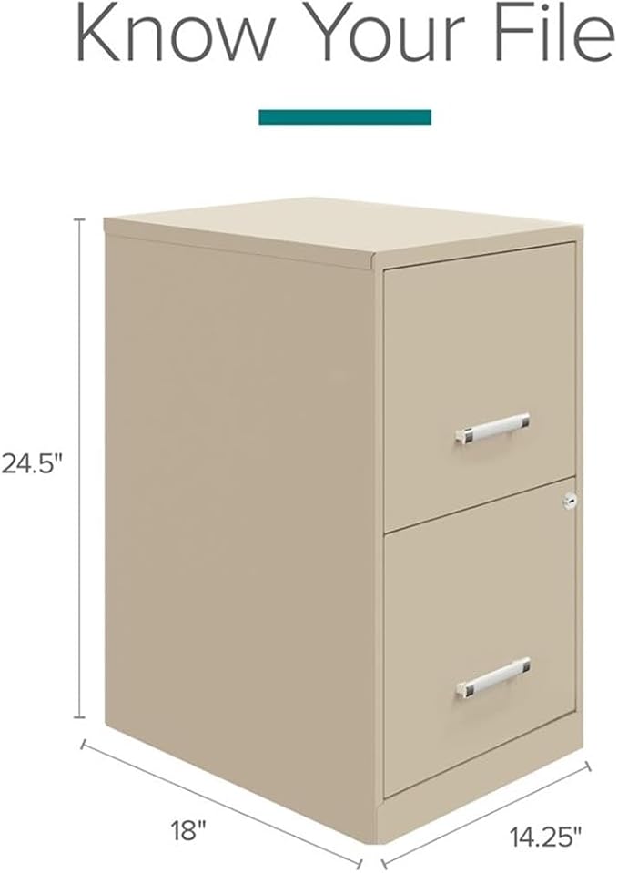 Scranton & Co Set of 2 18" D 2-Drawers Metal File Cabinet in Putty/Beige