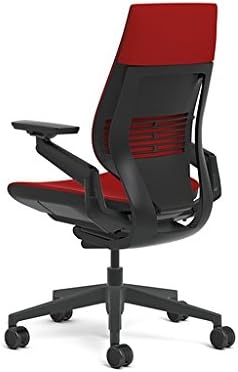 Steelcase Gesture Office Chair - Cogent: Connect Tumeric Fabric, Low Seat Height, Wrapped Back, Dark on Dark Frame, Lumbar Support