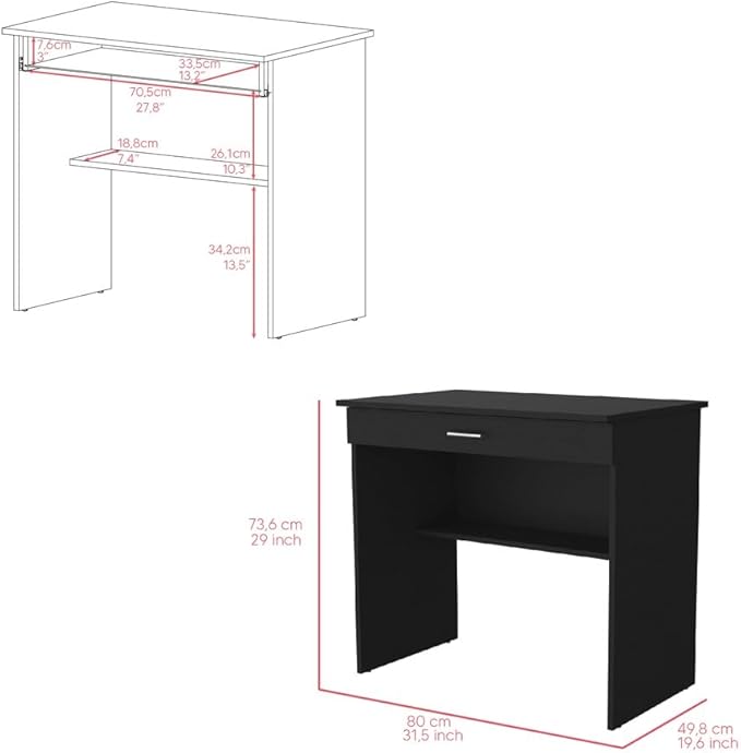 Desk for Home Offices, Student Rooms, Office, Black(27.8" W X 13.2" D)