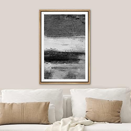 SIGNWIN Framed Canvas Print Wall Art Dark Gray White Paint Stroke Landscape Abstract Shapes Illustrations Modern Art Minimal Relax/Calm Multicolor for Living Room, Bedroom, Office - 16"x24" Natural