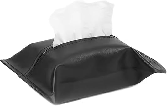 Stylish Tissue Box Car Tissue Box and Creative Tissue Box Leather Tissue Box for Bathroom Vanity Countertop Desk Office Gift Decor Hotel Modern Tissue Box (Color : Black, Size : Large) (Black Small)