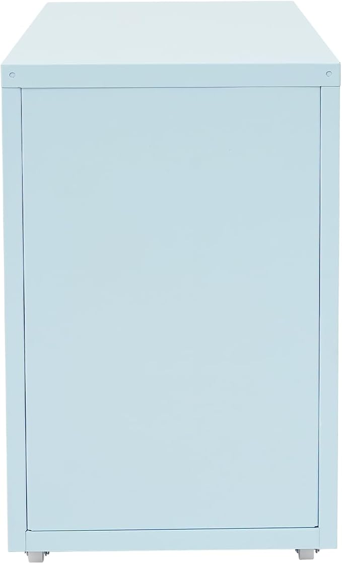 3/6 Tiers Vertical File Cabinet, Metal File Cabinet with Lock & Wheels for Files, Documents, Freestanding Filing Cabinet for Office Home, Multiple Colors Available (Blue, 3 Tiers)