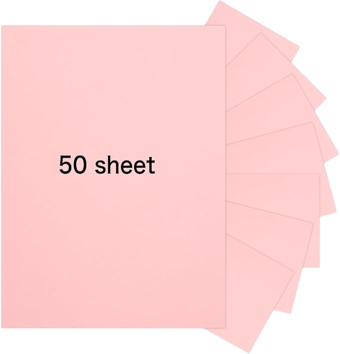 50 Sheets 8.5" x 11" Pink Cardstock, Heavyweight Cardstock Sheets Blank Invitation Paper Greeting Cards Printable, 75lb Cover 200 GSM