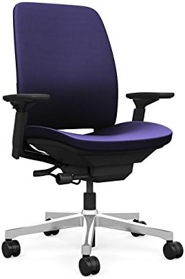 Steelcase Amia Task Chair: Black Frame/Polished Aluminum Base - 4 Way Adjustable Arms - Hard Floor Casters