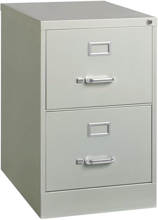 Pemberly Row 2 Drawers 28.38" Vertical Light Gray Metal Filing Cabinet Lockable Pre-Assembled Stationary Legal Size for Home, Office