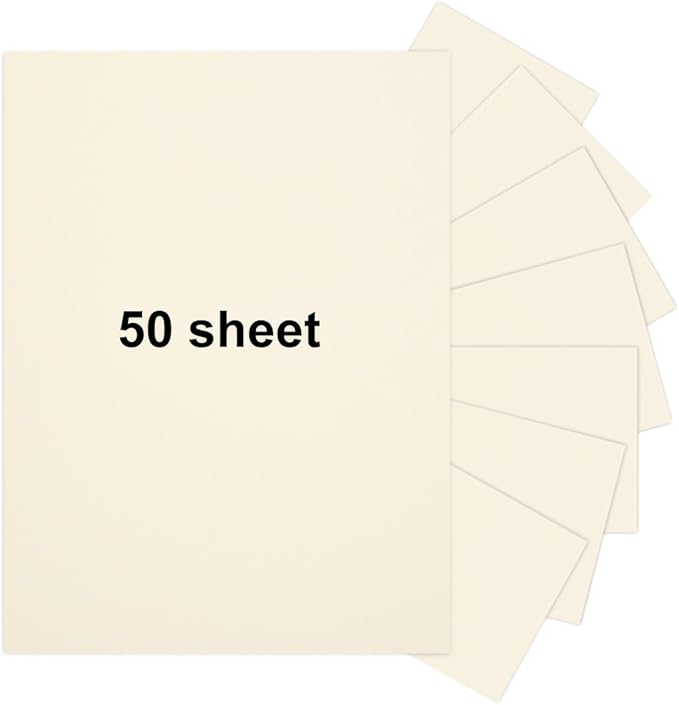 50 Sheets 8.5" x 11" Cream Cardstock, Heavyweight Cardstock Sheets Blank Invitation Paper Greeting Cards Printable, 75lb Cover 200 GSM