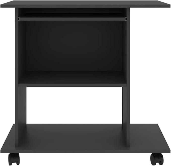 Modern Computer Desk with 4 Castors, Home Office Desk Writing Study Table PC Desk Workstation for Bedroom, Gray 31.5"x19.7"x29.5" Engineered Wood(K)