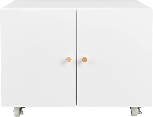 Print Mobile Printer Stand, Rolling Filing Cabinet, Lateral Office Filing Cabinet fits A4 or Letter Size for Home Office (White, H17.72)