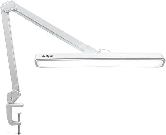 LED Architect Desk Lamp with Clamp, Metal Swing Arm 2000 Lumens Dimming Office Table Lamp for Task Work Drafting Reading Desktop, 234 LEDs,24W, 5 Color Temperatures Workbench Lamp(White,24CCT)