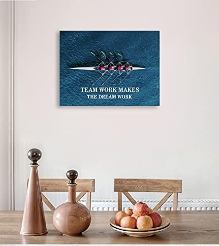 Inspirational Poster Successful Inspirational Quotes Canvas Wall Art Team Work Makes The Dream Work Motto Inspiring Entrepreneurs Printmaking Artwork Office Decoration Ready to Hang[18" W x 24" H]