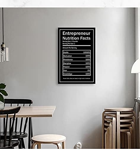 Modern Inspiring Entrepreneur Nutrition Facts Canvas Wall Art Inspirational Quotes Poster Office Home Decor Successful Spiritual Hustle Picture Printed Artwork Ready to Hang[24''W x 36''H]