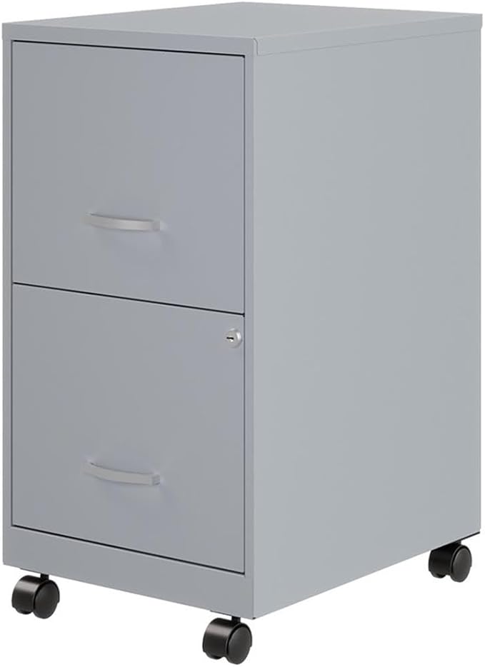 Space Solutions 18" D 2 Drawer Mobile Metal Vertical File Cabinet Platinum/Gray