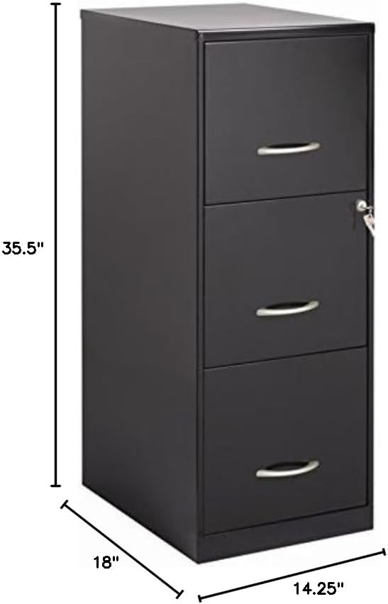 Hirsh Industries SOHO 2 Piece 3 Drawer Letter File Cabinet and Mobile File Caddy in Black