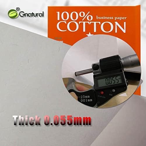 100% Cotton Business Paper, 8.5 x 11 inch 24lb Inkjet Laser Printing Paper, White Color Waterproof Watermark - 100 Sheets Low Starch