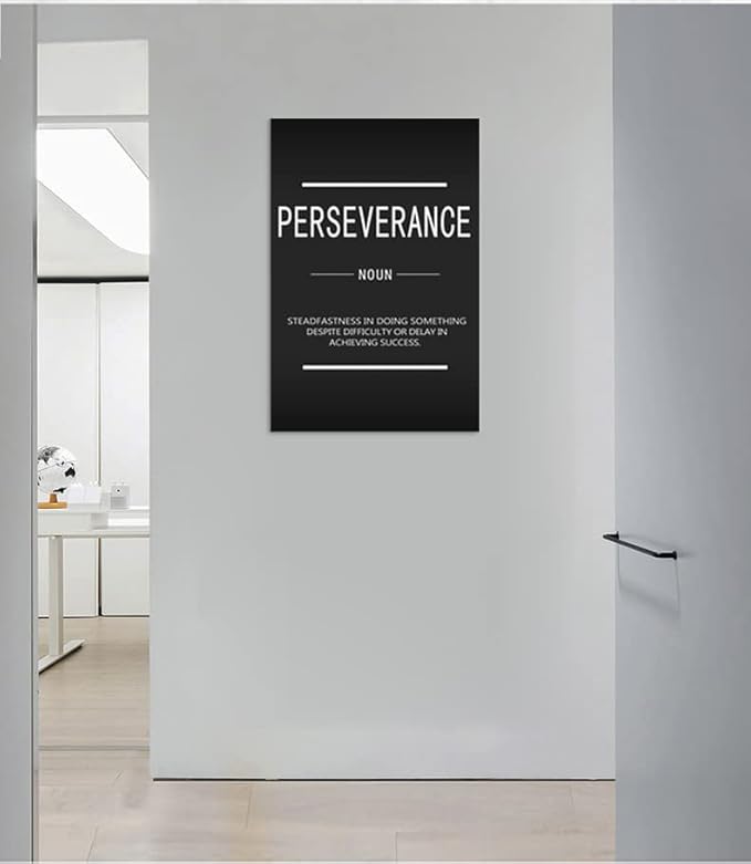 Perseverance Noun Inspirational Canvas Wall Art Motivational Painting Inspiring Entrepreneur Quote Posters Prints Artwork Wall Decor School Home Office Framed Ready to Hang[24" W x 36" H]