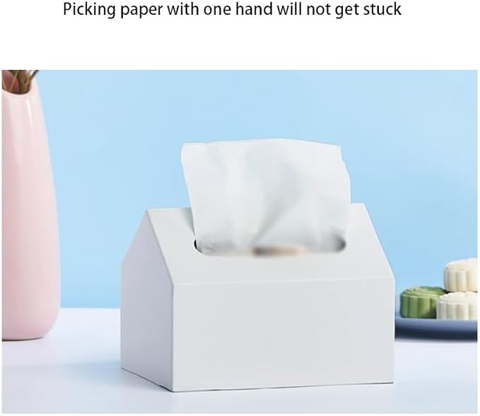 Stylish Tissue Box Durable Tissue Box Exquisite Napkin Holder and Adorable House Shaped Square Tissue Box Holder for Home Office Countertop Modern Tissue Box (Color : Green, Size : B) (White B)
