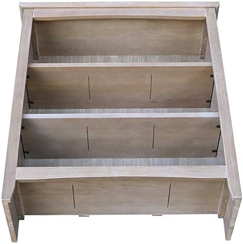 IC International Concepts, Shaker Solid Wood Bookcase, 2 Adjustable Shelves, Solid Real Wood, Sturdy Parawood, Spacious Dimensions 36"H x 28.85"W x 9.84"D, 40 LBS/ Shelf Capacity, Washed Gray Taupe