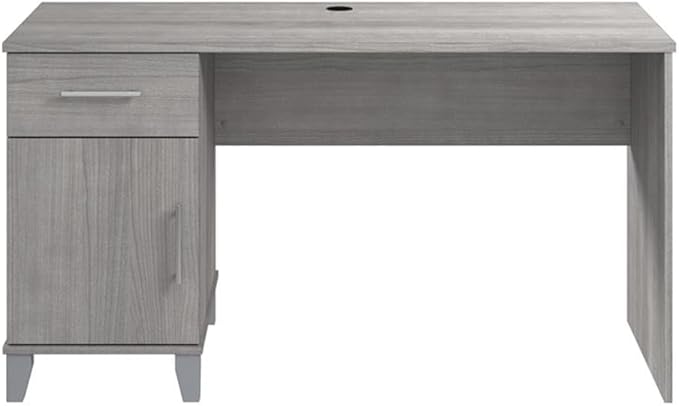 Bush Home Somerset 54W Office Desk with Drawer and Cabinet in Platinum Gray, Computer Table with Storage for Home Office Workspace