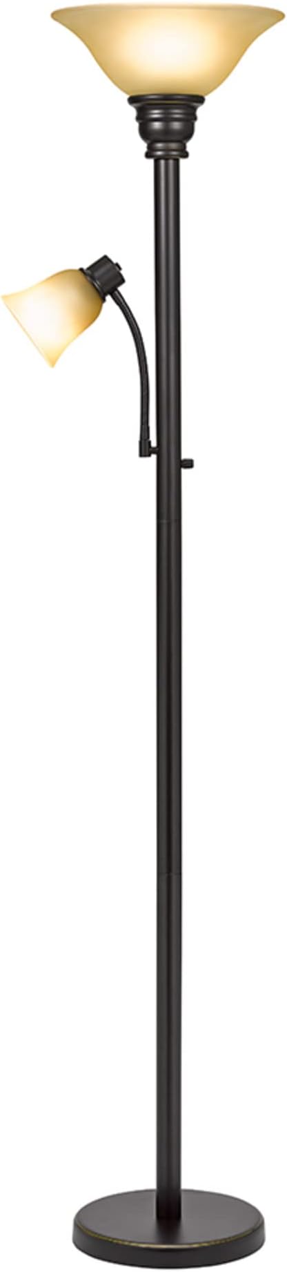 Catalina Lighting 18223-002 Transitional Uplight Floor Lamp with Reading Light, Standing Lamp, Living Room Light, LED Bulb NOT Included,71", Dark Bronze