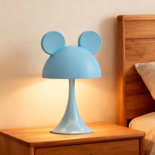 Rechargeable Mouse-Shaped LED Bedside Lamp – Kids Room Night Light with Touch Dimming & 3 Color Temperatures (Blue)