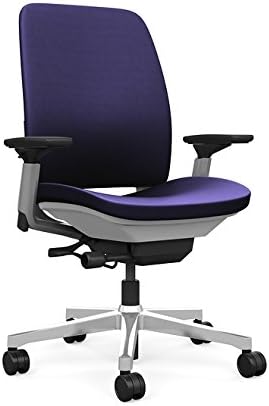 Steelcase Amia Task Chair: Platinum Frame/Polished Aluminum Base - 4 Way Adjustable Arms - Hard Floor Casters