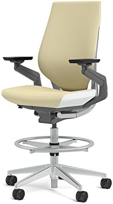 Steelcase Gesture 442 Stool Chair - Cogent: Connect Malt Fabric, Wrapped Back, Light on Light Frame