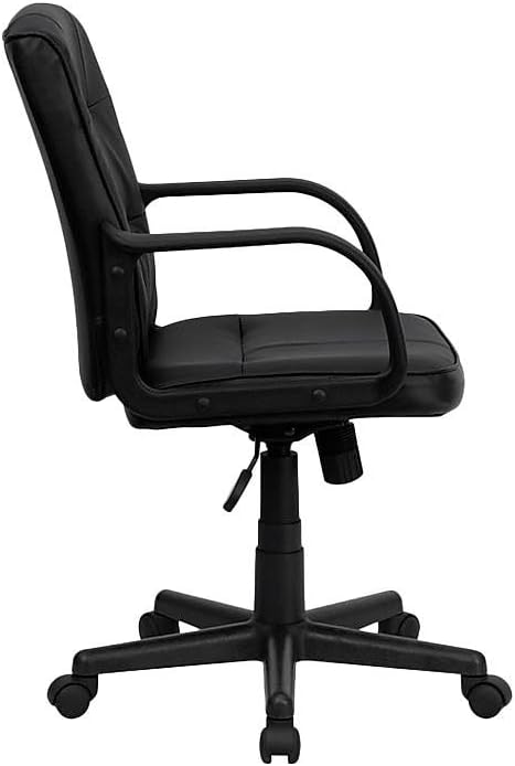 Flash Furniture Rider Mid-Back Black LeatherSoft Swivel Task Office Chair with Arms