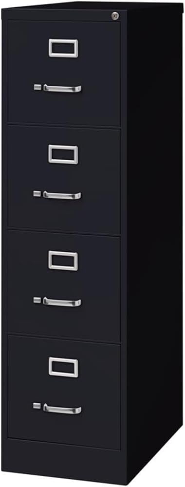 Pemberly Row Set of 3 Metal 4-Drawer Letter Width Vertical File Cabinet Black