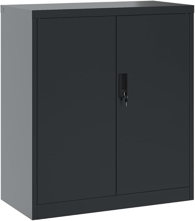 vidaXL File Cabinet Lockable Metal Storage Cabinet with Doors Anthracite Steel