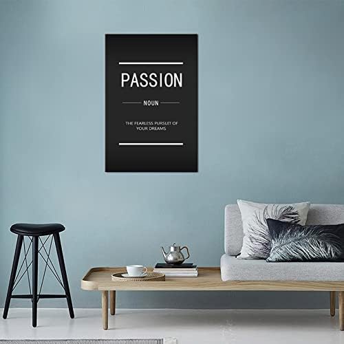 Passion Noun Inspirational Wall Art Motivational Entrepreneur Quotations Canvas Inspiring Painting Poster Printing Artwork Home Office Decoration Stretch Frame Ready to Hang[24''W x 36''H]